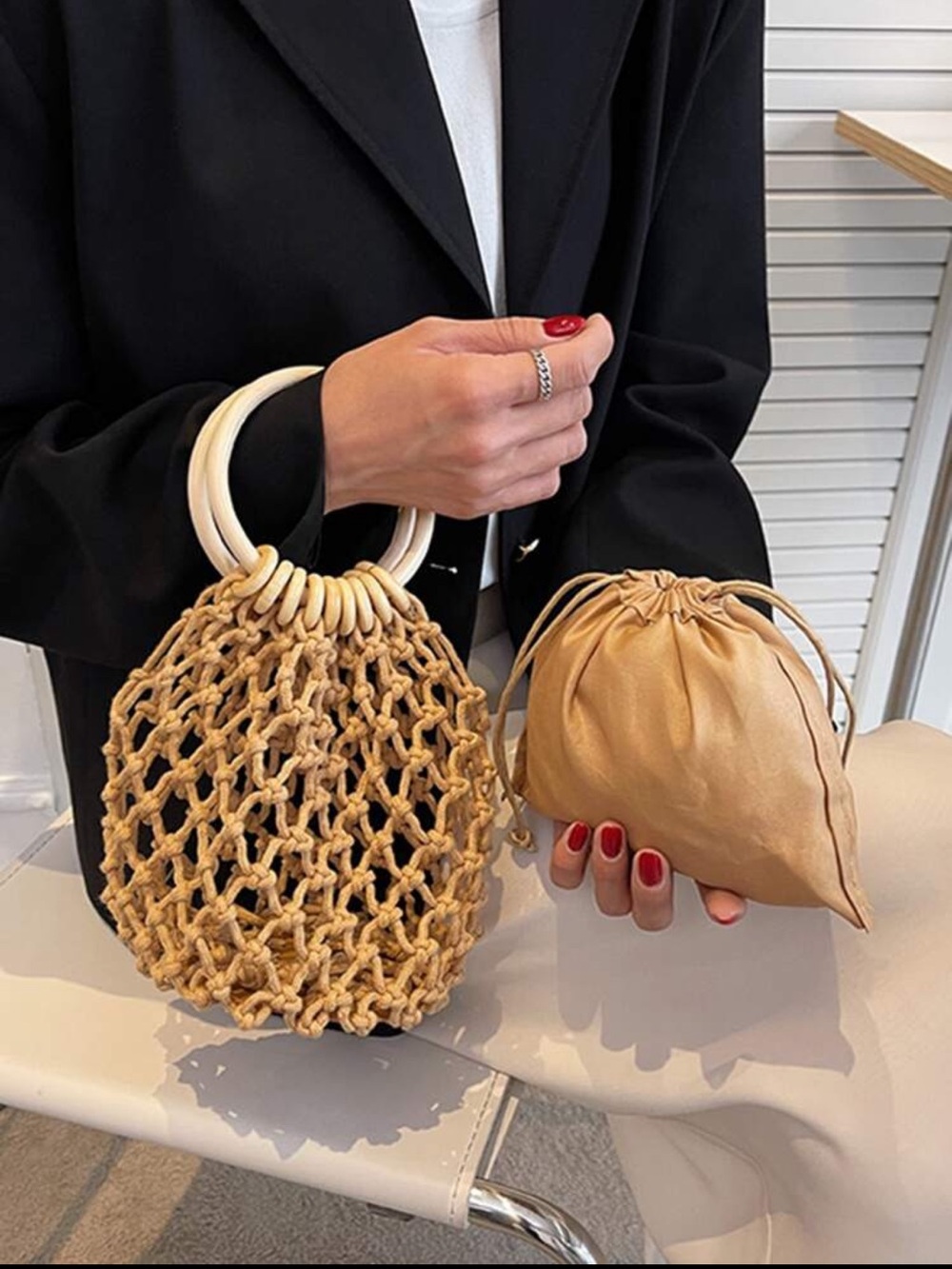 3/$45 BN Bamboo bucket bag